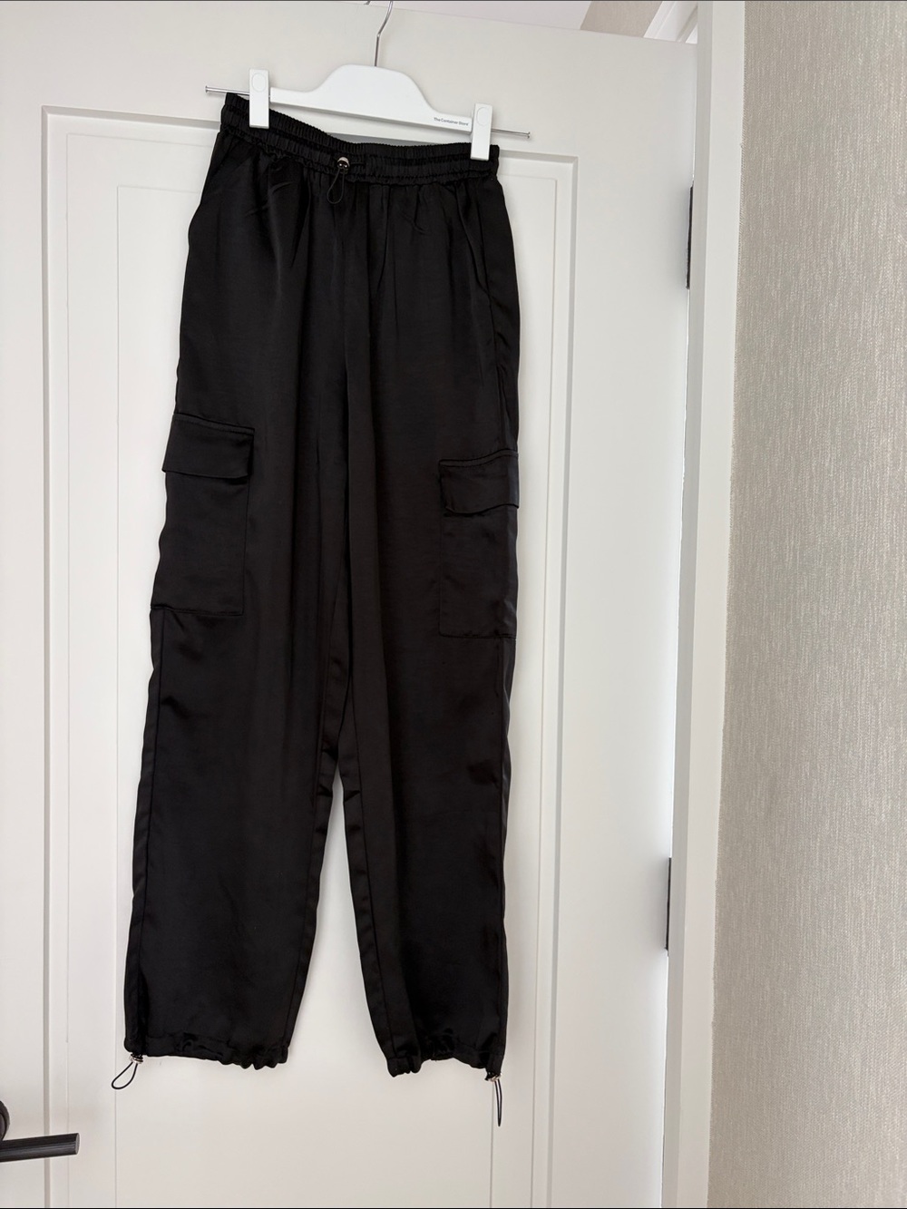 superdown Black Cargo Jogger Pants with Drawstring Hem